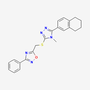 molecular formula C22H21N5OS B12482584 5-({[4-methyl-5-(5,6,7,8-tetrahydronaphthalen-2-yl)-4H-1,2,4-triazol-3-yl]sulfanyl}methyl)-3-phenyl-1,2,4-oxadiazole 