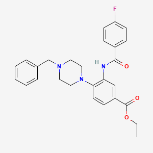 molecular formula C27H28FN3O3 B12482627 Ethyl 4-(4-benzylpiperazin-1-yl)-3-{[(4-fluorophenyl)carbonyl]amino}benzoate 