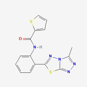 molecular formula C15H11N5OS2 B12482628 N-(2-{3-Methyl-[1,2,4]triazolo[3,4-B][1,3,4]thiadiazol-6-YL}phenyl)thiophene-2-carboxamide 