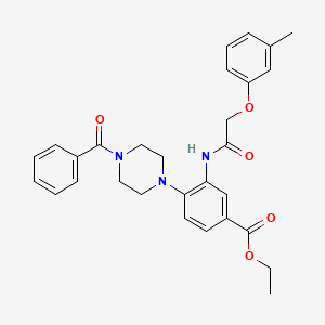 Ethyl 3-{[(3-methylphenoxy)acetyl]amino}-4-[4-(phenylcarbonyl)piperazin-1-yl]benzoate