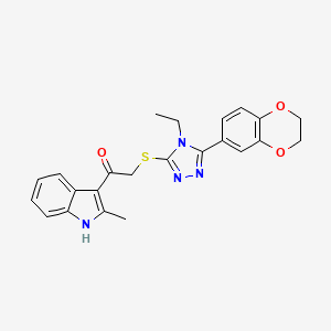 2-{[5-(2,3-dihydro-1,4-benzodioxin-6-yl)-4-ethyl-4H-1,2,4-triazol-3-yl]sulfanyl}-1-(2-methyl-1H-indol-3-yl)ethanone