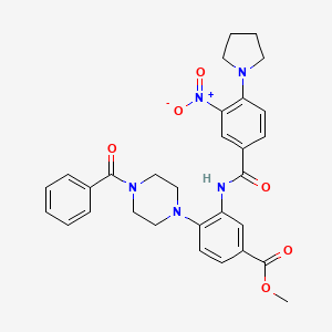 Methyl 3-({[3-nitro-4-(pyrrolidin-1-yl)phenyl]carbonyl}amino)-4-[4-(phenylcarbonyl)piperazin-1-yl]benzoate