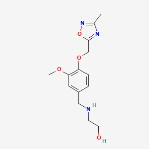 molecular formula C14H19N3O4 B12482695 2-({3-Methoxy-4-[(3-methyl-1,2,4-oxadiazol-5-yl)methoxy]benzyl}amino)ethanol 