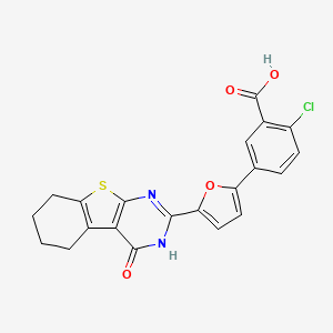 2-Chloro-5-[5-(4-hydroxy-5,6,7,8-tetrahydro[1]benzothieno[2,3-d]pyrimidin-2-yl)furan-2-yl]benzoic acid