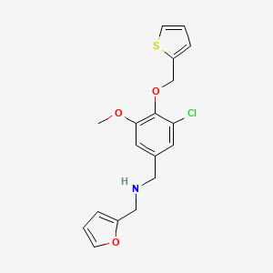 1-[3-chloro-5-methoxy-4-(thiophen-2-ylmethoxy)phenyl]-N-(furan-2-ylmethyl)methanamine