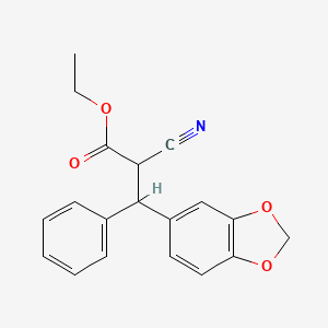 molecular formula C19H17NO4 B12482815 Ethyl 3-(1,3-benzodioxol-5-yl)-2-cyano-3-phenylpropanoate 