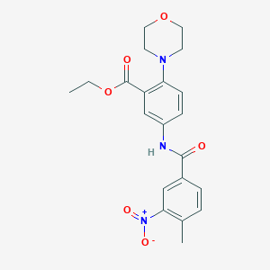 molecular formula C21H23N3O6 B12482847 Ethyl 5-{[(4-methyl-3-nitrophenyl)carbonyl]amino}-2-(morpholin-4-yl)benzoate 