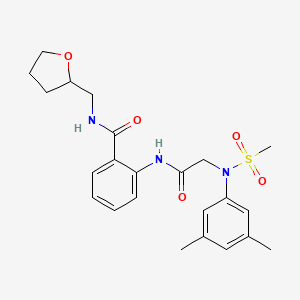 molecular formula C23H29N3O5S B12482948 2-{[N-(3,5-dimethylphenyl)-N-(methylsulfonyl)glycyl]amino}-N-(tetrahydrofuran-2-ylmethyl)benzamide 