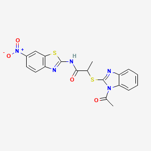 2-[(1-acetyl-1H-benzimidazol-2-yl)sulfanyl]-N-(6-nitro-1,3-benzothiazol-2-yl)propanamide