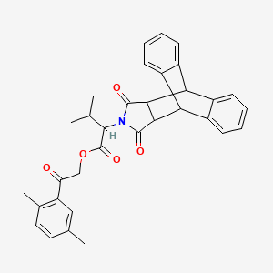 2-(2,5-Dimethylphenyl)-2-oxoethyl 2-(16,18-dioxo-17-azapentacyclo[6.6.5.0~2,7~.0~9,14~.0~15,19~]nonadeca-2,4,6,9,11,13-hexaen-17-yl)-3-methylbutanoate (non-preferred name)