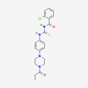 2-chloro-N-{[4-(4-propanoylpiperazin-1-yl)phenyl]carbamothioyl}benzamide