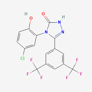 molecular formula C16H8ClF6N3O2 B1248300 4-(5-Chloro-2-hydroxyphenyl)-5-[3,5-bis(trifluoromethyl)phenyl]-2,4-dihydro-3H-1,2,4-triazol-3-one 