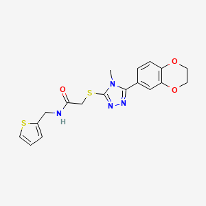 2-{[5-(2,3-dihydro-1,4-benzodioxin-6-yl)-4-methyl-4H-1,2,4-triazol-3-yl]sulfanyl}-N-(thiophen-2-ylmethyl)acetamide