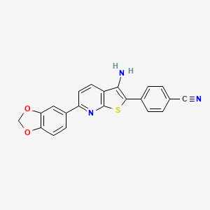 4-[3-Amino-6-(1,3-benzodioxol-5-yl)thieno[2,3-b]pyridin-2-yl]benzonitrile