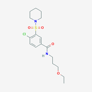 4-chloro-N-(3-ethoxypropyl)-3-(piperidin-1-ylsulfonyl)benzamide