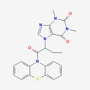 molecular formula C23H21N5O3S B12483144 1,3-dimethyl-7-[1-oxo-1-(10H-phenothiazin-10-yl)butan-2-yl]-3,7-dihydro-1H-purine-2,6-dione 