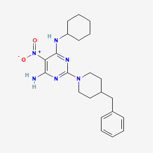 molecular formula C22H30N6O2 B12483150 2-(4-benzylpiperidin-1-yl)-N-cyclohexyl-5-nitropyrimidine-4,6-diamine 