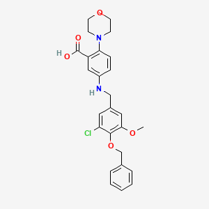 molecular formula C26H27ClN2O5 B12483158 5-{[4-(Benzyloxy)-3-chloro-5-methoxybenzyl]amino}-2-(morpholin-4-yl)benzoic acid 