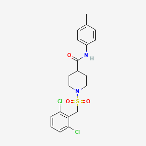 molecular formula C20H22Cl2N2O3S B12483189 1-[(2,6-dichlorobenzyl)sulfonyl]-N-(4-methylphenyl)piperidine-4-carboxamide 