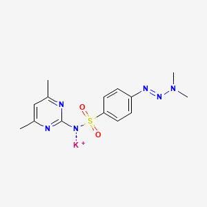 molecular formula C14H17KN6O2S B12483193 Potassium N-{4-[(1E)-3,3-dimethyltriaz-1-EN-1-YL]benzenesulfonyl}-4,6-dimethylpyrimidin-2-aminide 