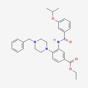 molecular formula C30H35N3O4 B12483217 Ethyl 4-(4-benzylpiperazin-1-yl)-3-({[3-(propan-2-yloxy)phenyl]carbonyl}amino)benzoate 