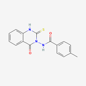 molecular formula C16H13N3O2S B12483223 4-methyl-N-(4-oxo-2-sulfanylidene-1H-quinazolin-3-yl)benzamide 