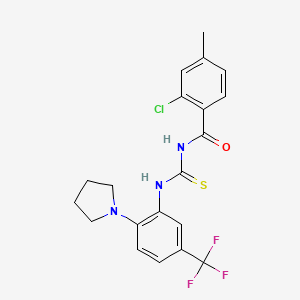 molecular formula C20H19ClF3N3OS B12483274 2-chloro-4-methyl-N-{[2-(pyrrolidin-1-yl)-5-(trifluoromethyl)phenyl]carbamothioyl}benzamide 