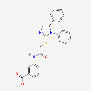 molecular formula C24H19N3O3S B12483313 3-({[(1,5-diphenyl-1H-imidazol-2-yl)sulfanyl]acetyl}amino)benzoic acid 