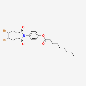 molecular formula C24H31Br2NO4 B12483317 4-(5,6-dibromo-1,3-dioxooctahydro-2H-isoindol-2-yl)phenyl decanoate 