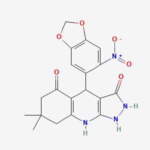 3-hydroxy-7,7-dimethyl-4-(6-nitro-1,3-benzodioxol-5-yl)-1,4,6,7,8,9-hexahydro-5H-pyrazolo[3,4-b]quinolin-5-one