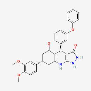 (4S,7S)-7-(3,4-dimethoxyphenyl)-4-(3-phenoxyphenyl)-1H,2H,4H,6H,7H,8H,9H-pyrazolo[3,4-b]quinoline-3,5-dione