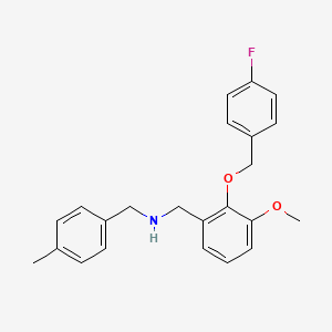 molecular formula C23H24FNO2 B12483363 1-{2-[(4-fluorobenzyl)oxy]-3-methoxyphenyl}-N-(4-methylbenzyl)methanamine 