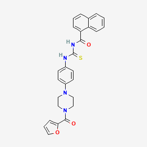 molecular formula C27H24N4O3S B12483402 N-({4-[4-(furan-2-ylcarbonyl)piperazin-1-yl]phenyl}carbamothioyl)naphthalene-1-carboxamide 