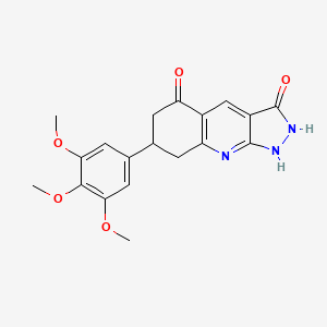 molecular formula C19H19N3O5 B12483496 3-hydroxy-7-(3,4,5-trimethoxyphenyl)-1,6,7,8-tetrahydro-5H-pyrazolo[3,4-b]quinolin-5-one 