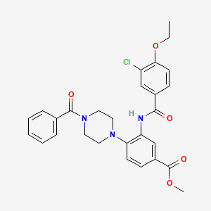 molecular formula C28H28ClN3O5 B12483508 Methyl 3-{[(3-chloro-4-ethoxyphenyl)carbonyl]amino}-4-[4-(phenylcarbonyl)piperazin-1-yl]benzoate 