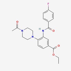 molecular formula C22H24FN3O4 B12483546 Ethyl 4-(4-acetylpiperazin-1-yl)-3-{[(4-fluorophenyl)carbonyl]amino}benzoate 