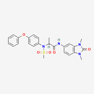 molecular formula C25H26N4O5S B12483559 N-(1,3-dimethyl-2-oxo-2,3-dihydro-1H-benzimidazol-5-yl)-N~2~-(methylsulfonyl)-N~2~-(4-phenoxyphenyl)alaninamide 