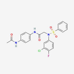 molecular formula C22H19ClFN3O4S B12483571 N-[4-(acetylamino)phenyl]-N~2~-(3-chloro-4-fluorophenyl)-N~2~-(phenylsulfonyl)glycinamide 