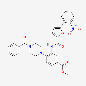 molecular formula C30H26N4O7 B12483578 Methyl 3-({[5-(2-nitrophenyl)furan-2-yl]carbonyl}amino)-4-[4-(phenylcarbonyl)piperazin-1-yl]benzoate 