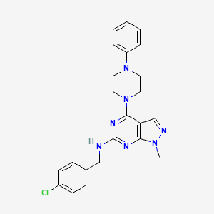 molecular formula C23H24ClN7 B12483599 N-(4-chlorobenzyl)-1-methyl-4-(4-phenylpiperazin-1-yl)-1H-pyrazolo[3,4-d]pyrimidin-6-amine 