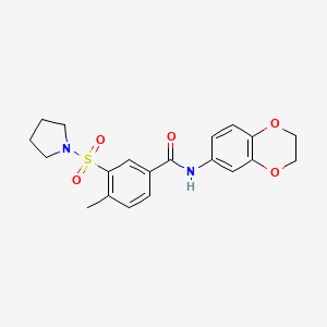 molecular formula C20H22N2O5S B12483603 N-(2,3-dihydro-1,4-benzodioxin-6-yl)-4-methyl-3-(pyrrolidin-1-ylsulfonyl)benzamide 