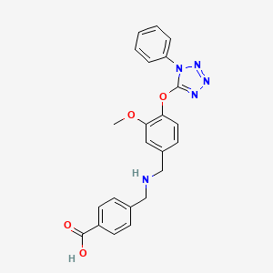 molecular formula C23H21N5O4 B12483610 4-[({3-methoxy-4-[(1-phenyl-1H-tetrazol-5-yl)oxy]benzyl}amino)methyl]benzoic acid 