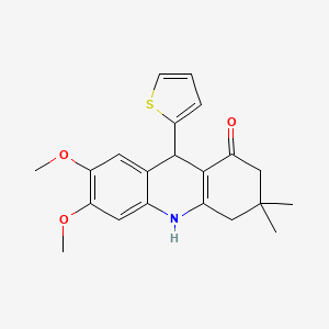 molecular formula C21H23NO3S B12483622 6,7-dimethoxy-3,3-dimethyl-9-(thiophen-2-yl)-3,4,9,10-tetrahydroacridin-1(2H)-one 