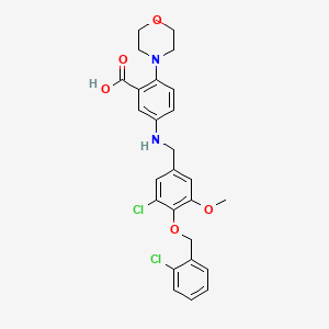 5-({3-Chloro-4-[(2-chlorobenzyl)oxy]-5-methoxybenzyl}amino)-2-(morpholin-4-yl)benzoic acid