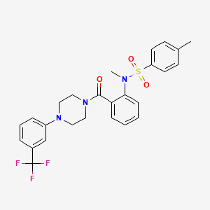 molecular formula C26H26F3N3O3S B12483657 N,4-dimethyl-N-[2-({4-[3-(trifluoromethyl)phenyl]piperazin-1-yl}carbonyl)phenyl]benzenesulfonamide 