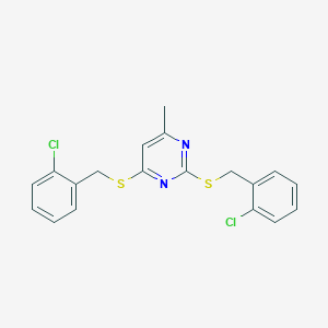 molecular formula C19H16Cl2N2S2 B12483738 2,4-Bis[(2-chlorobenzyl)sulfanyl]-6-methylpyrimidine 