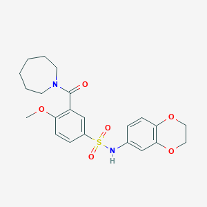 3-(azepan-1-ylcarbonyl)-N-(2,3-dihydro-1,4-benzodioxin-6-yl)-4-methoxybenzenesulfonamide