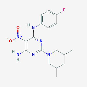 2-(3,5-dimethylpiperidin-1-yl)-N-(4-fluorophenyl)-5-nitropyrimidine-4,6-diamine