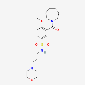 molecular formula C21H33N3O5S B12483838 3-(azepan-1-ylcarbonyl)-4-methoxy-N-[3-(morpholin-4-yl)propyl]benzenesulfonamide 