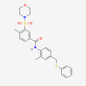 4-methyl-N-{2-methyl-4-[(phenylsulfanyl)methyl]phenyl}-3-(morpholin-4-ylsulfonyl)benzamide